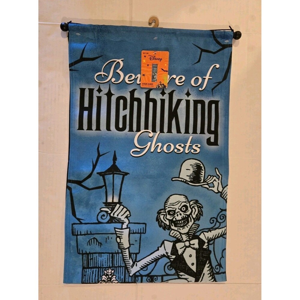 Halloween Disney Haunted Mansion Beware of Hitchhiking Ghosts Hanging Banner